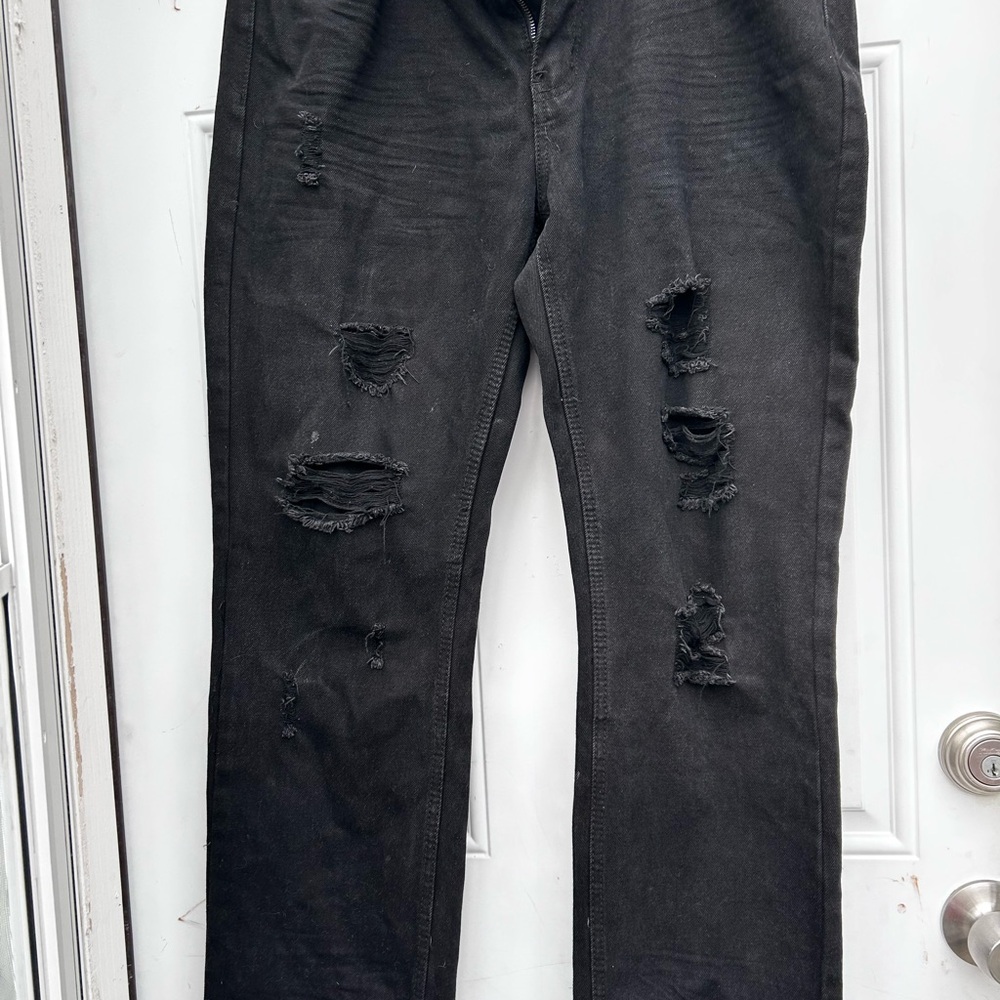 Y2K Switch remarkable Distressed Black Men Jeans 36x32